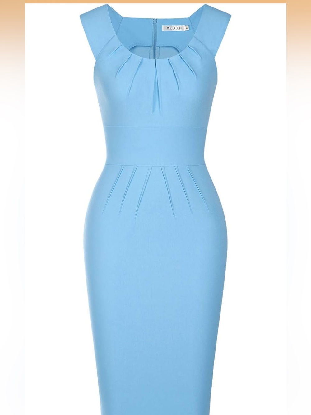 MUXXN Retro Scoop neck Sleeveless Pleated Midi Dress